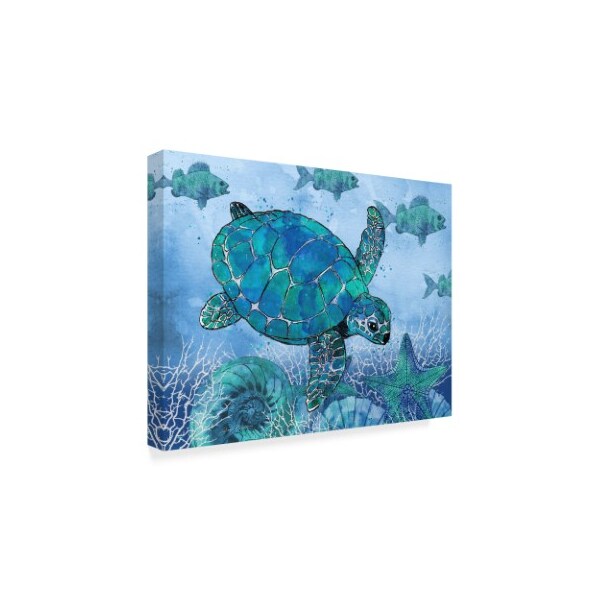 Jean Plout 'Ocean Blues Turtle' Canvas Art,14x19